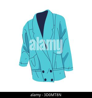 Giacca da donna o capispalla da donna. Icona vettoriale dell'abbigliamento per varie stagioni. Panno versatile e alla moda con manica per un outfit casual o formale, urbano. Abbigliamento femminile per donna o ragazza, donna. Illustrazione Vettoriale