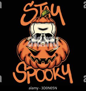Arte streetwear con teschio di zucca Illustrazione Vettoriale