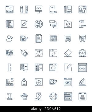 Collezione premium di 42 icone vettoriali Bold Line per markup, meticolosamente realizzate in risoluzione ottimizzata 64 x 64 pixel per un impatto visivo superiore. Illustrazione Vettoriale