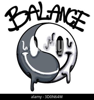 Yin Yang Smile Urban streetwear Art Illustrazione Vettoriale