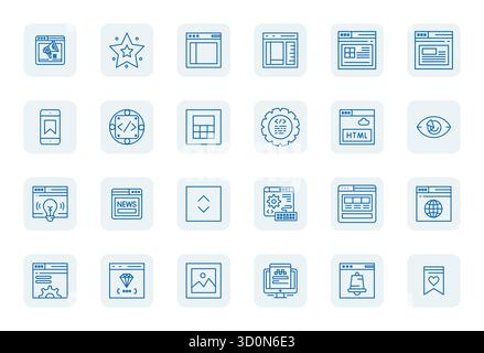 Pacchetto di 24 icone vettoriali a tema per il futuro sul sito Web, che presenta il design Bold Outline con chiarezza modificabile 64 x 64 per un'interfaccia utente innovativa Illustrazione Vettoriale