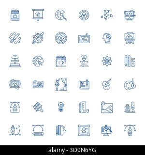 Pacchetto strategico con 36 icone vettoriali che rappresentano Artistic in formato Bold Line, ottimizzato con qualità ottimizzata 256x256 pixel per professionisti Illustrazione Vettoriale