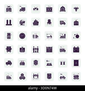 36 icone vettoriali editabili riempite di grande qualità per il trasporto, create con una risoluzione 64 x 64 per una straordinaria coerenza visiva su tutte le piattaforme. Illustrazione Vettoriale