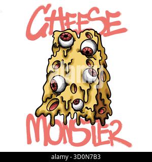 Mostro di formaggio per l'illustrazione dello streetwear Illustrazione Vettoriale