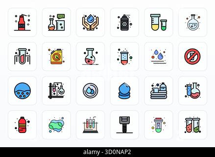 Confezione vettoriale con 24 icone ottimizzate per la linea pixel ispirate a Liquid, con risoluzione ad alta risoluzione ideale per la personalizzazione e la creatività Illustrazione Vettoriale