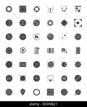 Confezione curata di 42 icone vettoriali 256x256 dal design pieno, incentrate sui concetti Circle con maggiore chiarezza. Illustrazione Vettoriale