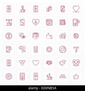 Collezione esclusiva di 36 icone vettoriali Bold Line per Like, sviluppata con risoluzione 128x128 in griglia per esperienze di marchio di qualità superiore. Illustrazione Vettoriale