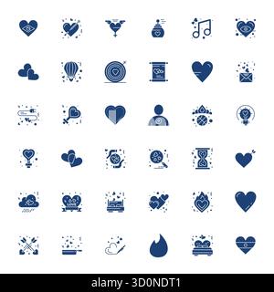 Eccezionale raccolta di 36 icone vettoriali piene per Passion, disponibile in risoluzione perfetta 256x256 PIXEL per un'eccellenza visiva senza precedenti e negli stati uniti Illustrazione Vettoriale