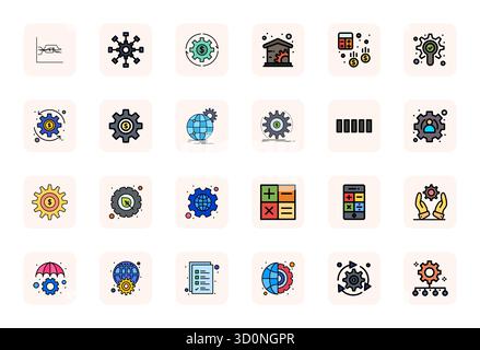 Display a 24 righe perfettamente bilanciato icone vettoriali perfette per le operazioni, con dimensioni di 128x128 per un'integrazione armoniosa nei progetti di progettazione digitale. Illustrazione Vettoriale