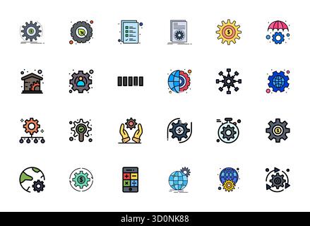 Scopri una serie di icone vettoriali a 24 righe create per il tema Operations, con design ottimizzati da 256x256 pixel, ideali per l'interfaccia utente/UX moderna Illustrazione Vettoriale