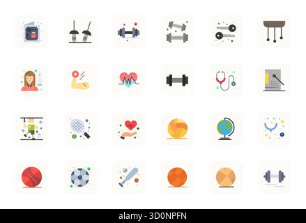 Rivoluzionario set di icone vettoriali allineate a 24 pixel ispirate al fisico, create in formato piatto con risoluzione 128x128 per un design all'avanguardia. Illustrazione Vettoriale