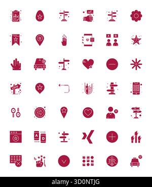 42 icone vettoriali accuratamente selezionate per la scelta, con display 128x128 risoluzione perfetta per una rappresentazione coerente del marchio e un'esperienza utente Illustrazione Vettoriale