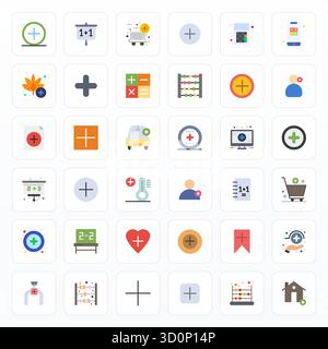 Confezione essenziale di icone vettoriali perfette da 36 PIXEL da aggiungere in formato piatto, con dimensioni di 256x256 per prestazioni e scalabilità ottimali. Illustrazione Vettoriale