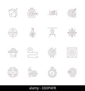 Confezione di 16 icone vettoriali pronte per il futuro incentrate sulla precisione, con design sottile e nitidezza allineata a 128x128 pixel per un'interfaccia utente innovativa Illustrazione Vettoriale