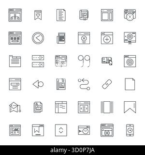 Collezione esclusiva di 36 icone vettoriali Bold Line per Page, sviluppata con risoluzione ottimizzata 128x128 pixel per esperienze di marchio di qualità superiore. Illustrazione Vettoriale