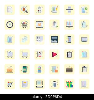 Sblocca le icone vettoriali allineate a 36 pixel piatti ispirate agli oggetti, ottimizzate in formato Retina Ready per una visualizzazione impeccabile su tutti i dispositivi. Illustrazione Vettoriale