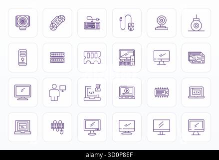 Raccolta ad alte prestazioni di 24 icone vettoriali Bold Line per PC, progettata con Retina Ready Detail risoluzione migliorata per un'interfaccia utente ottimale de Illustrazione Vettoriale