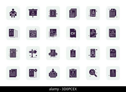 Sblocca 24 icone vettoriali Filled display Perfect ispirate a CV, ottimizzate in formato Retina Ready per una visualizzazione impeccabile su tutti i dispositivi. Illustrazione Vettoriale