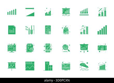 Kit di strumenti completo di 24 icone vettoriali incentrate sull'aumento, sviluppato con precisione 256x256 con montaggio a griglia per applicazioni di design versatili Illustrazione Vettoriale