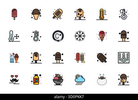 Rivoluzionario set di icone vettoriali allineate a 24 pixel ispirate a Cool, create in formato Flat Line con risoluzione 128x128 per un design all'avanguardia. Illustrazione Vettoriale