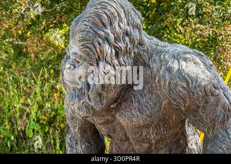 Statua di Bigfoot a lato della strada nella Shawnee National Forest vicino al Garden of the Gods nell'Illinois meridionale. (USA) Foto Stock