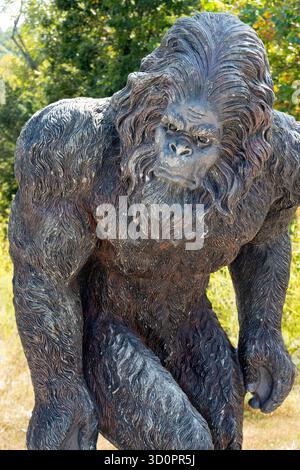 Statua di Bigfoot a lato della strada nella Shawnee National Forest vicino al Garden of the Gods nell'Illinois meridionale. (USA) Foto Stock