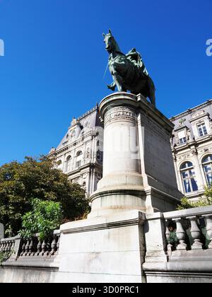Statua equestre di Etienne Marcel di Jean Antoine Marie iDRAC all'Hotel de Ville Parigi Francia Foto Stock