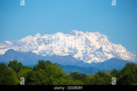 Monte Rosa, la catena montuosa più alta d'Italia, Alpi italiane. Foto Stock