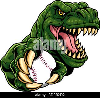 Palla da mascotte di dinosauro - illustrazione disegnata a mano vettoriale isolata su sfondo trasparente Illustrazione Vettoriale