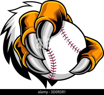 Eagle Claw Holding Baseball - illustrazione disegnata a mano dal vettore isolata su sfondo trasparente Illustrazione Vettoriale