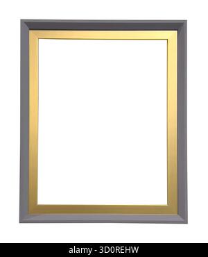 Bordo quadrato vuoto in oro e grigio con sfondo trasparente per un facile utilizzo Foto Stock