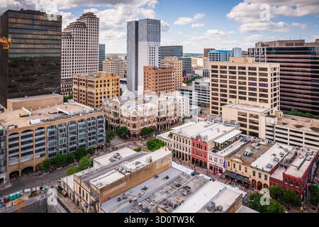 Vista aerea del centro di Austin, Texas. Foto Stock