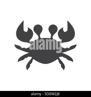 Silhouette a granchio. Granchio isolato su sfondo bianco Illustrazione Vettoriale