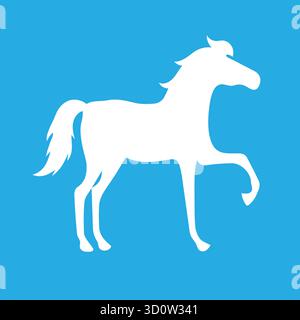 Horse Vector con silhouette nera. Icona Running Horse in stile piatto Illustrazione Vettoriale