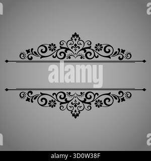Elemento nero vintage. Design vettoriale grafico. Decorazioni grafiche damascate Illustrazione Vettoriale