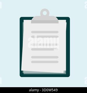 Appunti con icona elenco di controllo in stile piatto. Pianificazione e organizzazione dell'illustrazione del vettore di lavoro su sfondo isolato. Firma documento conc. Business Illustrazione Vettoriale