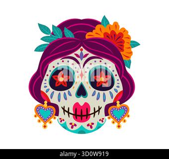 Il giorno della morte Catrina donna calavera teschio di zucchero Illustrazione Vettoriale