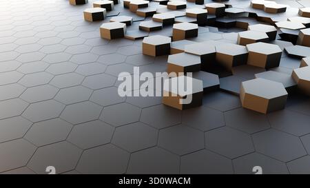 sfondo 3d a nido d'ape esagonale astratto grigio Foto Stock