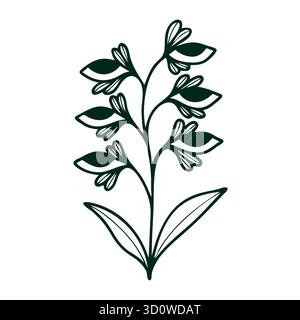 Fiore vettoriale non-IA con occhio. Fiore stilizzato con occhio isolato su sfondo bianco. Illustrazione Vettoriale