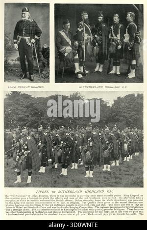 Soldati volontari dell'esercito britannico, 1st Sutherland Highlanders, storia militare vittoriana, 1890, XIX secolo Foto Stock
