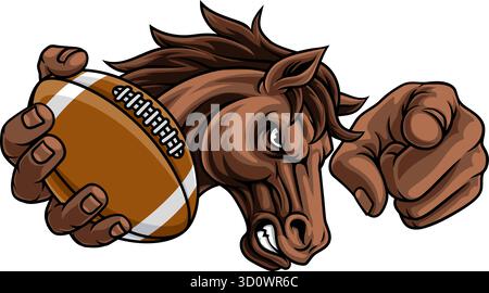 Horse Mustang Stallion Football Sports Team Mascot Illustrazione Vettoriale
