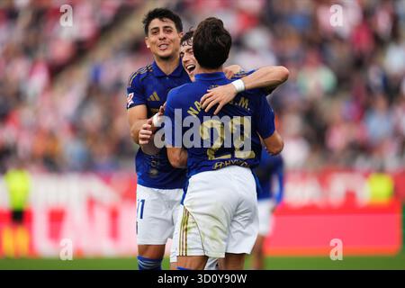 Girona, Spagna. 25 ottobre 2025. Federico Vinas del Real Oviedo durante la partita di la Liga 2025-2026, data 10 tra Girona FC e Real Oviedo giocata allo Stadio Montilivi il 25 ottobre 2025 a Girona, Spagna. (Foto di Bagu Blanco/PRESSIN) credito: PRESSINPHOTO SPORTS AGENCY/Alamy Live News Foto Stock