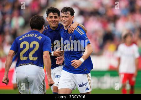 Girona, Spagna. 25 ottobre 2025. Federico Vinas del Real Oviedo durante la partita di la Liga 2025-2026, data 10 tra Girona FC e Real Oviedo giocata allo Stadio Montilivi il 25 ottobre 2025 a Girona, Spagna. (Foto di Bagu Blanco/PRESSIN) credito: PRESSINPHOTO SPORTS AGENCY/Alamy Live News Foto Stock