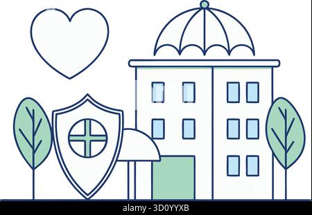 Illustrazione dell'assicurazione sulla casa e della protezione della proprietà Illustrazione Vettoriale