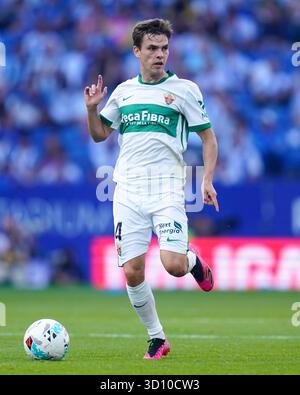 Barcellona, Spagna. 25 ottobre 2025. Durante la Liga EA Sports match tra l'Espanyol e l'Elche CF giocò allo stadio RCDE il 25 ottobre 2025 a Barcellona, in Spagna. (Foto di Sergio Ruiz/PRESSIN) credito: PRESSINPHOTO SPORTS AGENCY/Alamy Live News Foto Stock