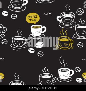 Pausa caffè con motivo senza cuciture Illustrazione Vettoriale