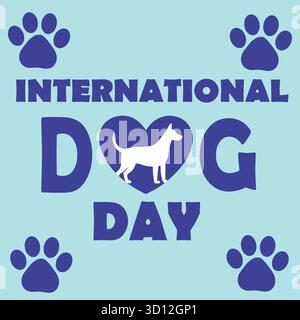 Poster della giornata internazionale del cane con stampe Paw Illustrazione Vettoriale