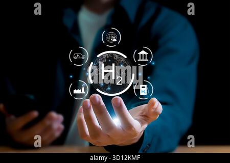 Tecnologia dell'energia a idrogeno e risorse rinnovabili Foto Stock