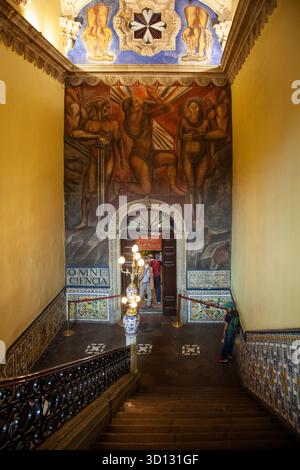 Casa del Azulejos, ristorante Sanborns con murale di José Clemente Orozco a città del Messico, messico Foto Stock
