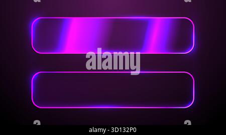 Eleganti pulsanti o cornici al neon rosa su sfondo scuro. Design moderno per la tecnologia e i concetti dell'interfaccia utente. Illustrazione vettoriale Illustrazione Vettoriale